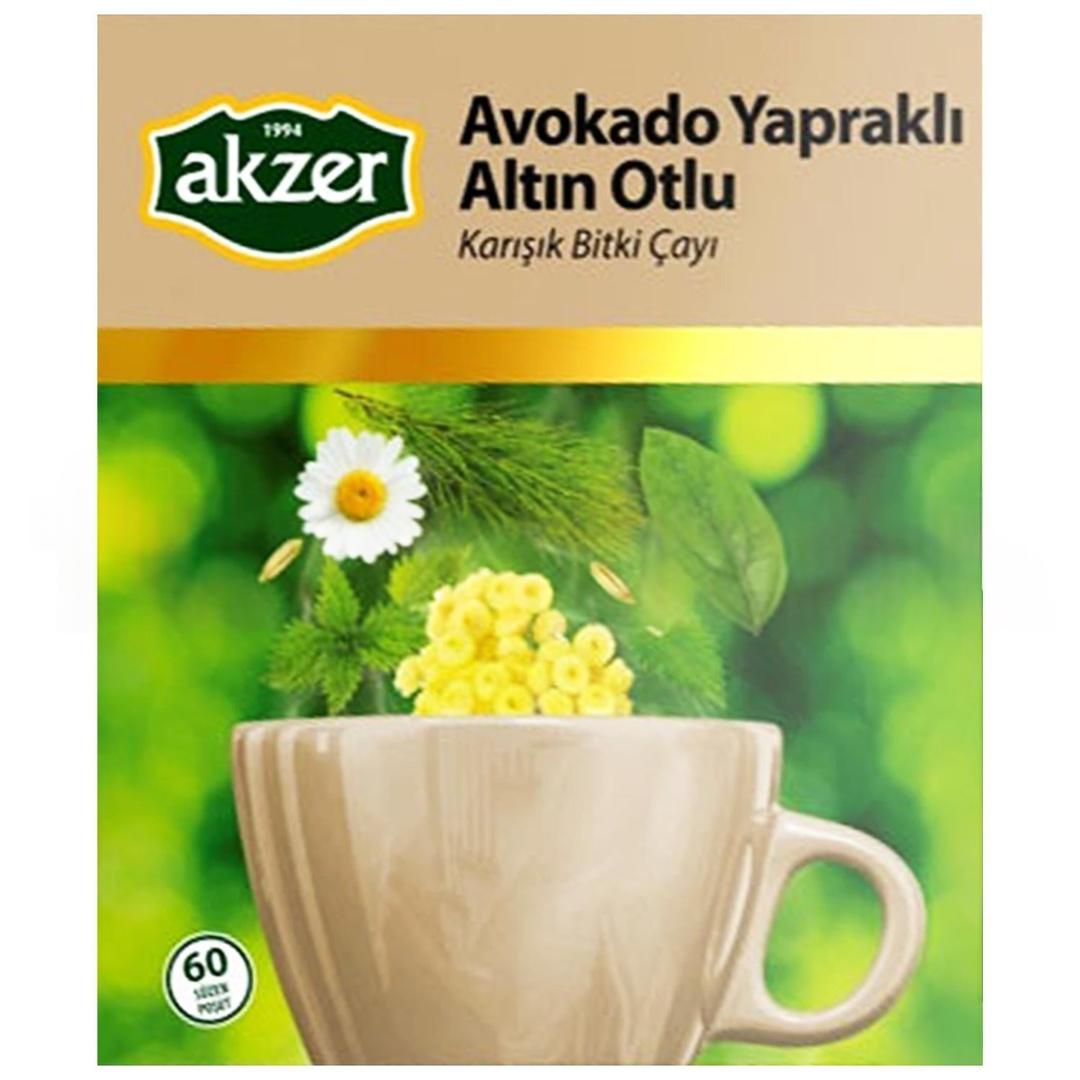 Akzer Avokado Yapraklı Altın Otlu Çay 60'lı Süzen Poşet