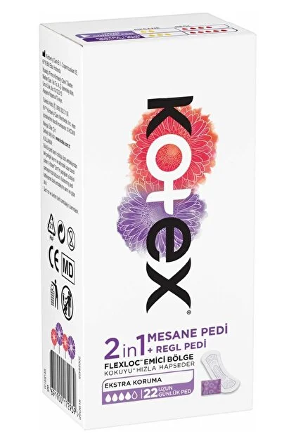 KOTEX 2IN1 EKSTRA UZUN GÜNLÜK PED 22 li