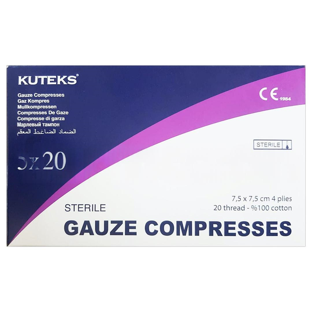 Kuteks Steril Gaz Kompres 7,5 x 7,5cm (5x20) 100'lü