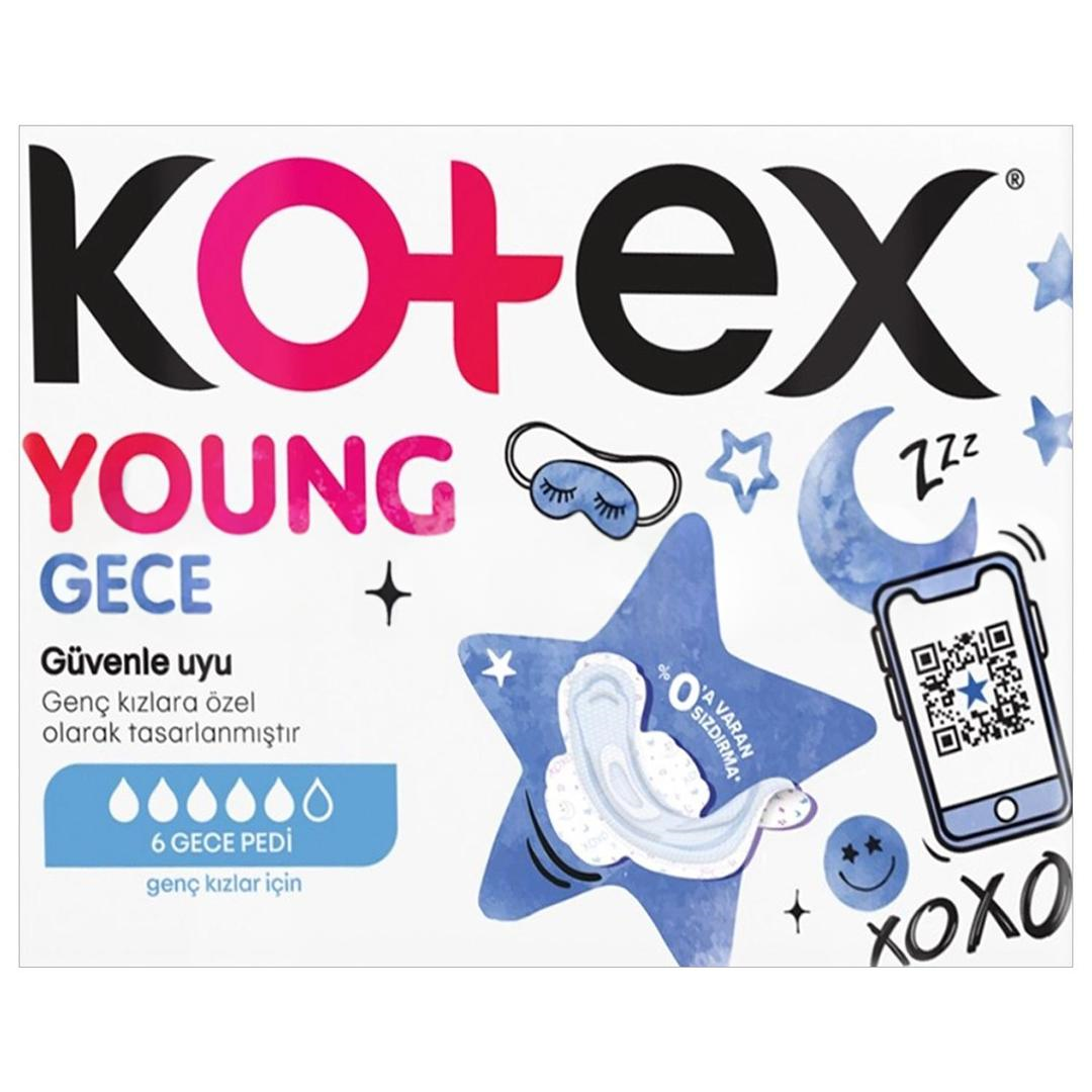 Kotex Young Genç Kızlar İçin Gece Pedi Tekli Paket 6'lı