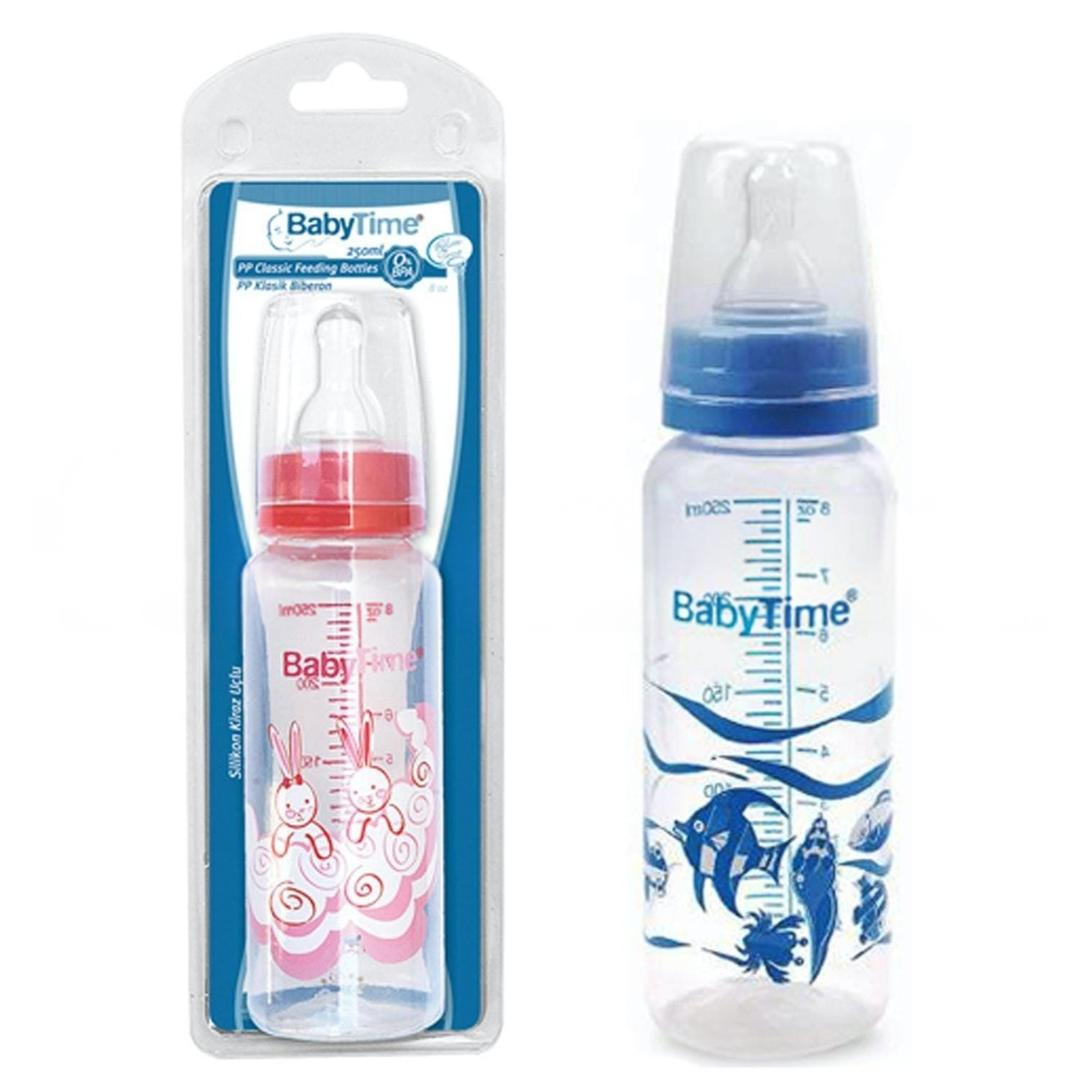 Baby Time BT067 Klasik PP Biberon Silikon Damaklı Uçlu 250 ml