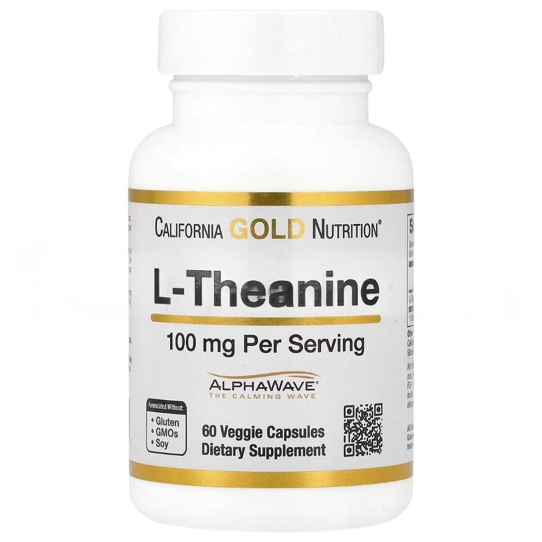 California Gold Nutrition L-Theanine Featuring Alphawave 100 mg 60 Veggie Capsules - İthal