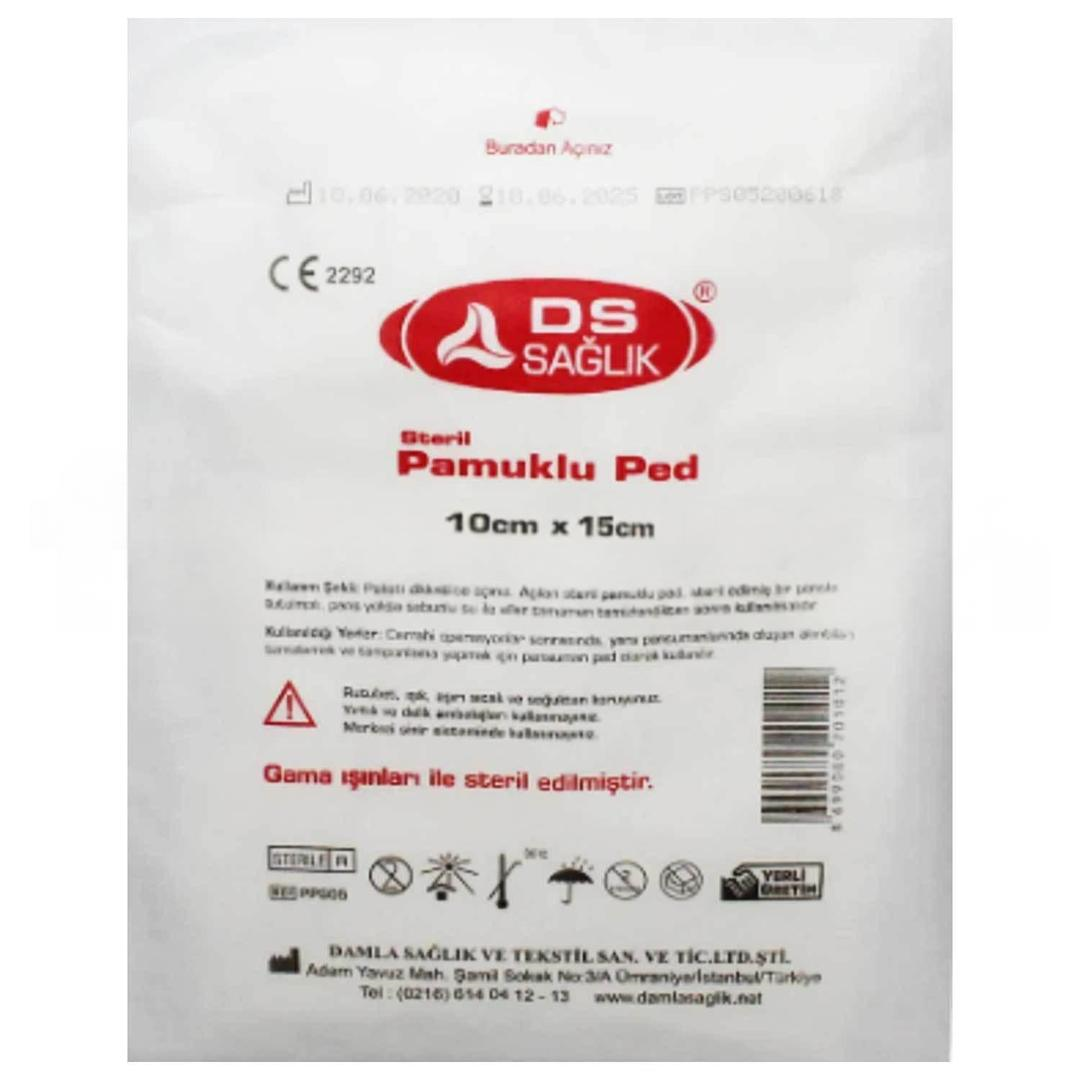 Damla Sağlık Plus Pamuklu Ped Steril 10x15 cm 80'li