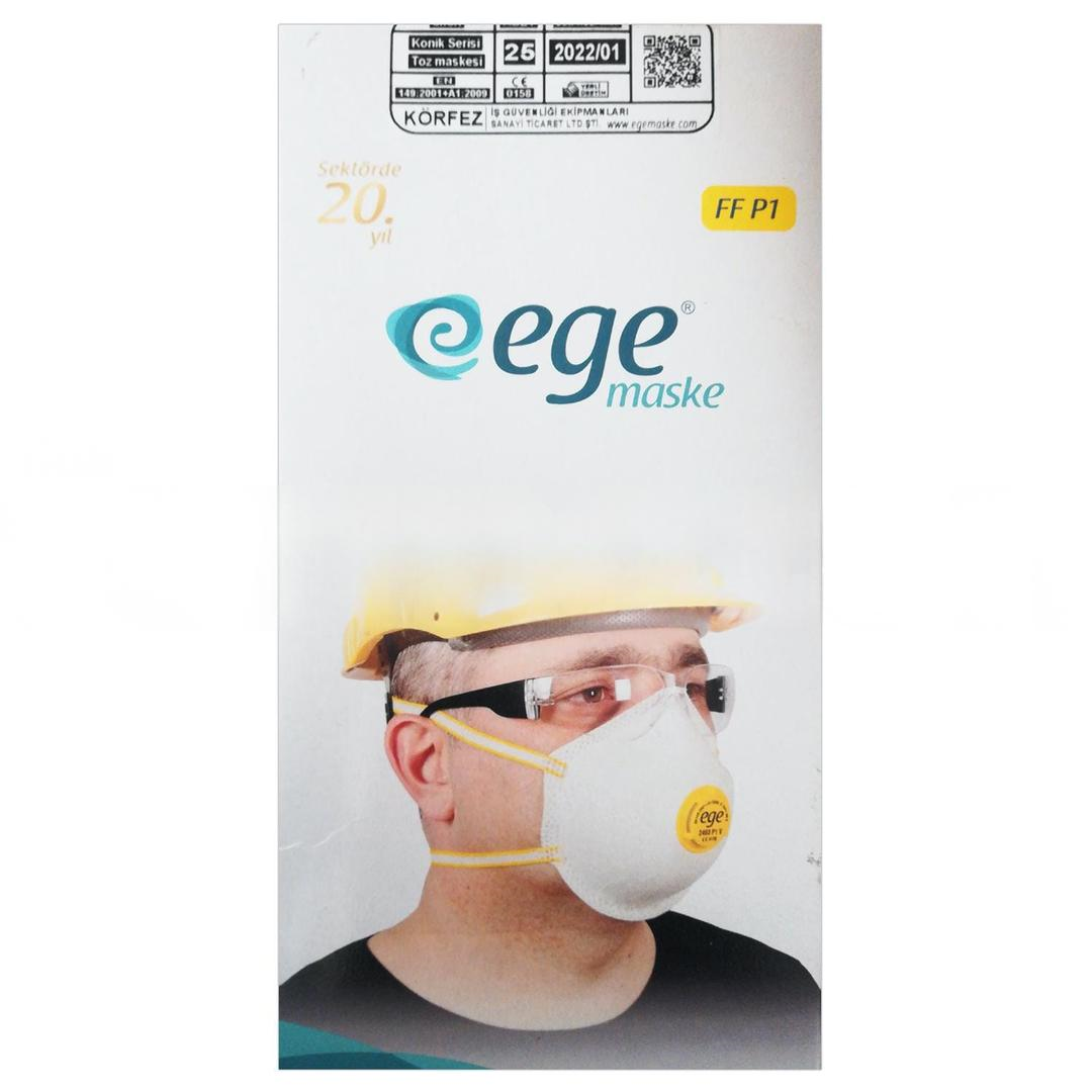 Ege 2403 Ventilli FFP1 Konik Model Toz Maskesi Tekli