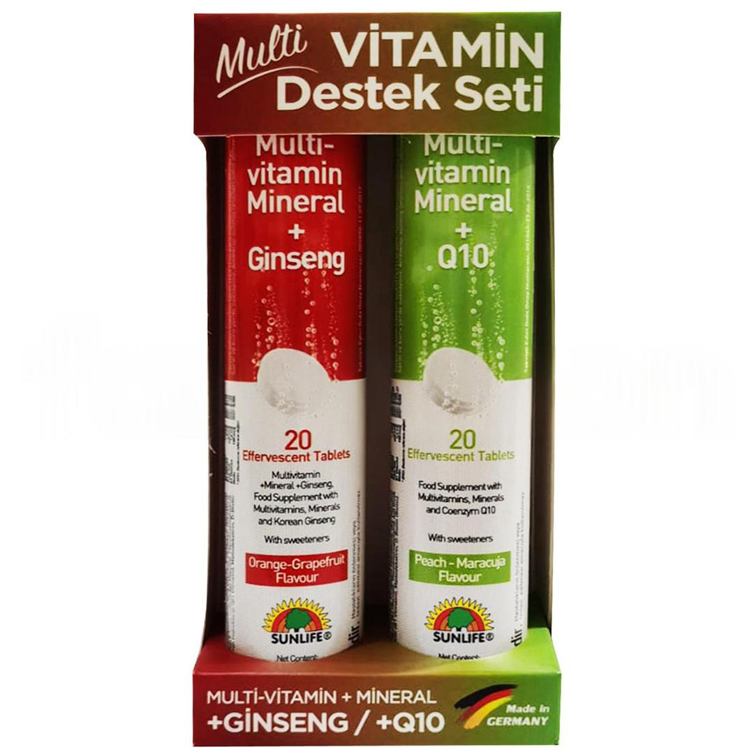 Sunlife Multivitamin Destek Seti - Multivitamin Ginseng 20 Tablet + Multivitamin Mineral Q10 20 Tablet - Eski Ambalaj