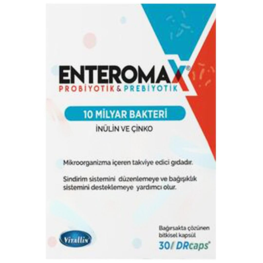 Enteromax Probiyotik Prebiyotik 30 Kapsül
