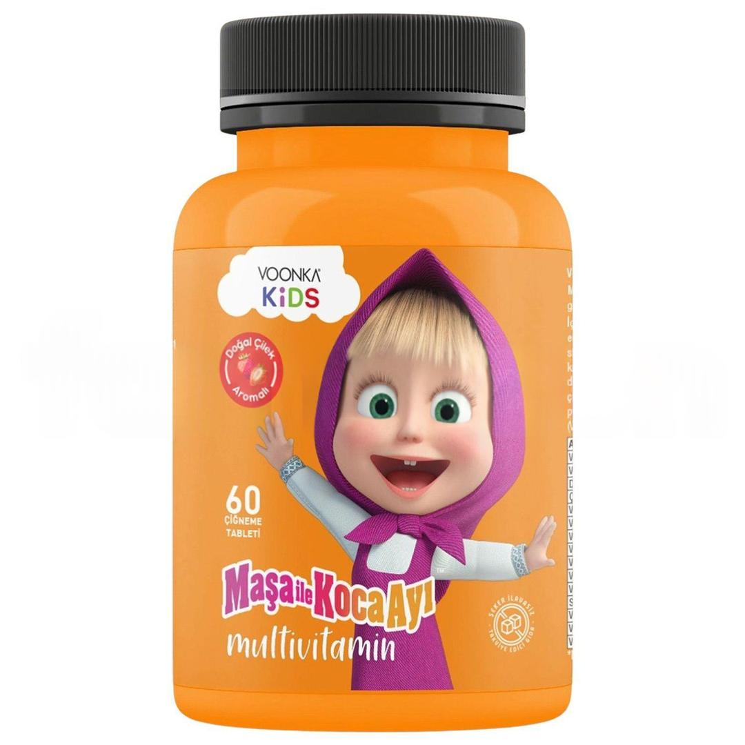 Voonka Kids Maşa İle Koca Ayı Multivitamin Çilek Aromalı 60 Tablet