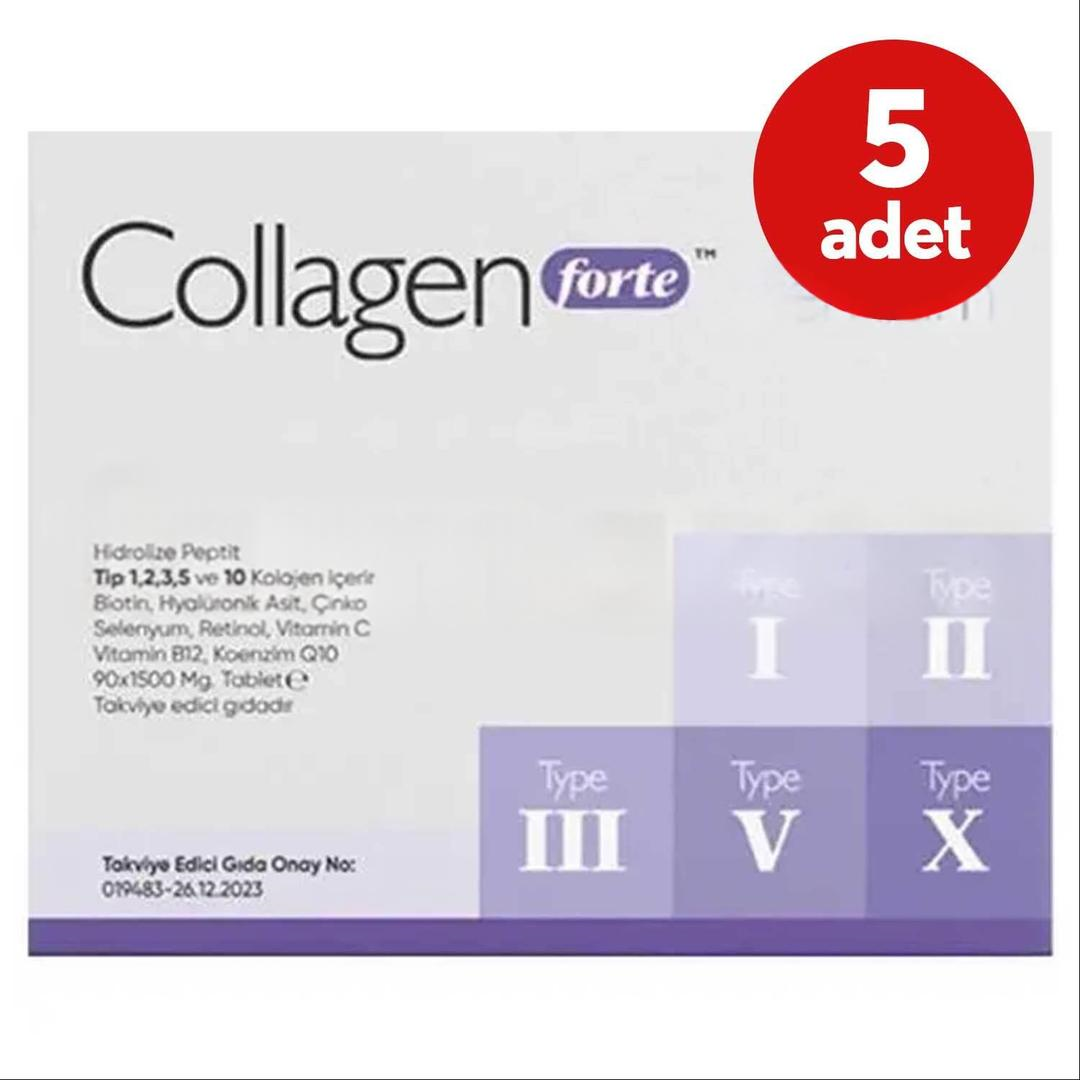 Collagen Forte Premium 1500 mg 90 Tablet - 5 Adet