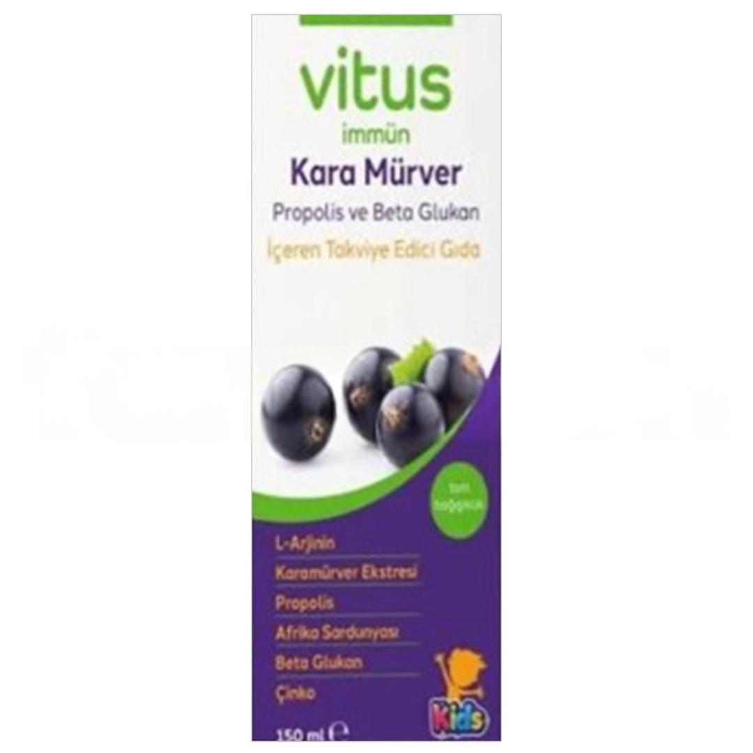Vitus Multivitamin Kara Mürver Propolis Beta Glukan Kids Şurup 150 ml