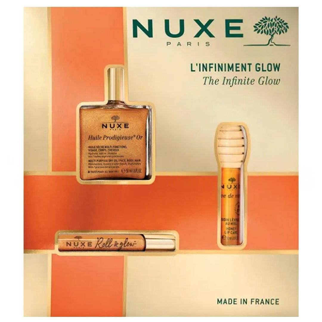 Nuxe Parlaklık Seti Kuru Yağ 50 ml + Pırıltılı Roll On 8 ml + Dudak Balı 10 ml
