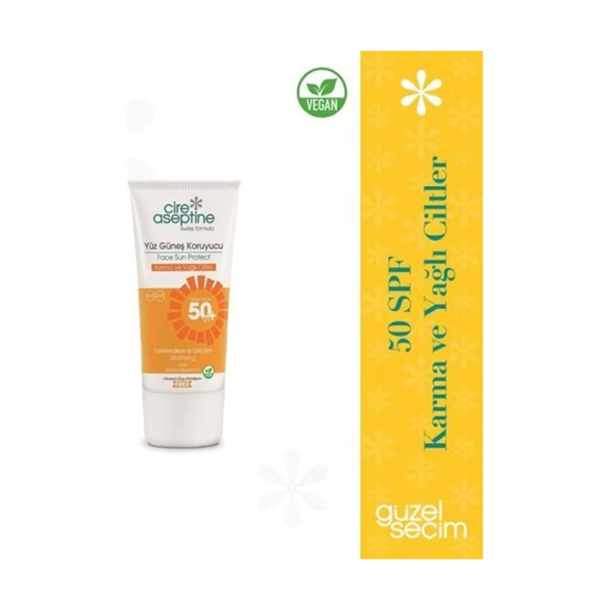 Cire Aseptine 50Spf 50 ml Yüz Güneş Koruyucu Krem Yaşlanma ve Leke karşıtı
