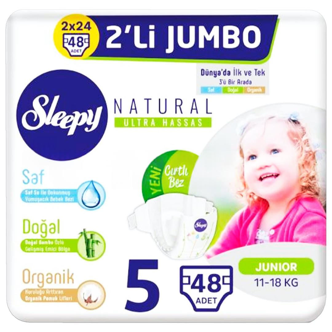 Sleepy Natural 5 Beden Junior İkili Jumbo Bebek Bezi 48'li