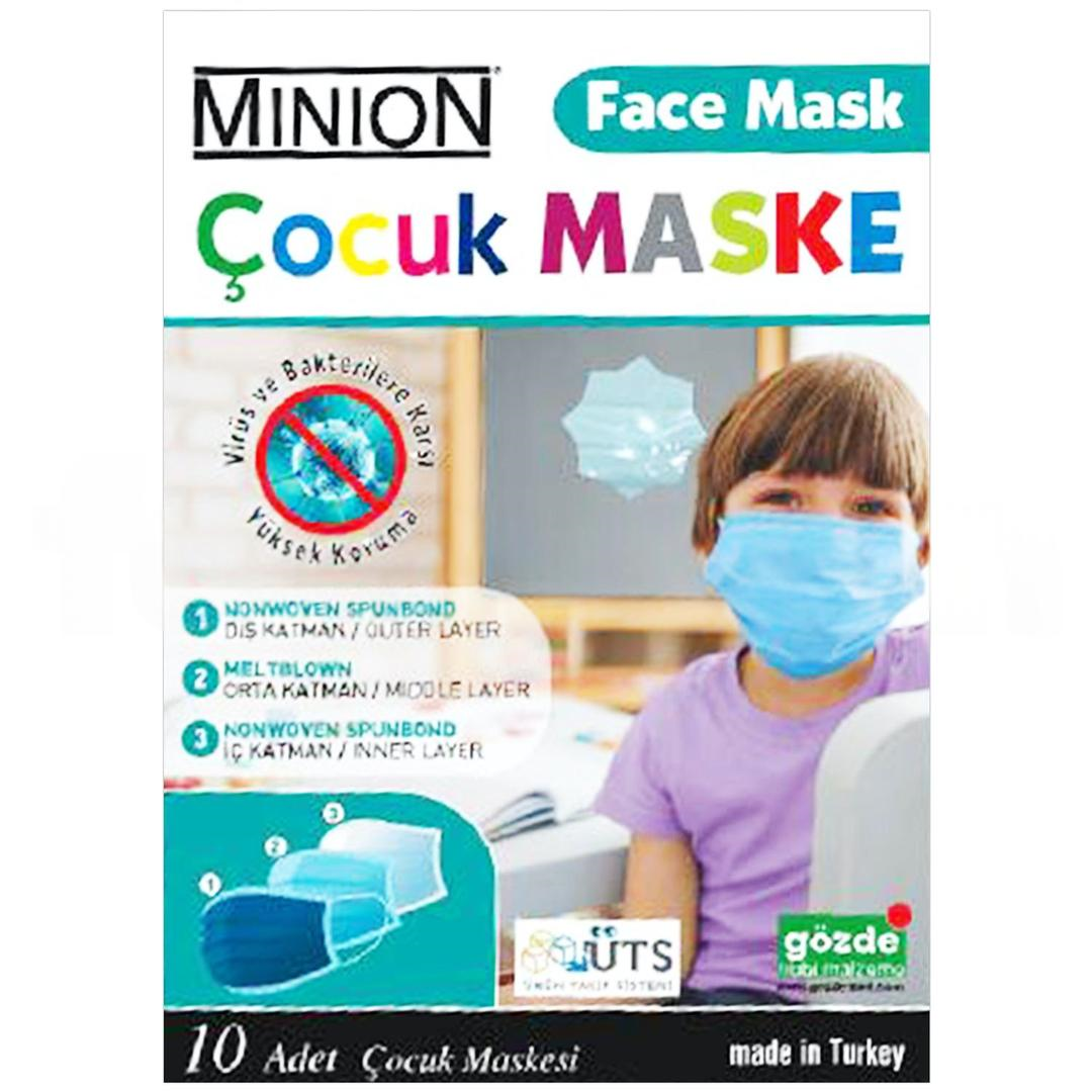 Minion 3 Katlı Meltblown Çocuk Pembe Cerrahi Maske Telli 10'lu