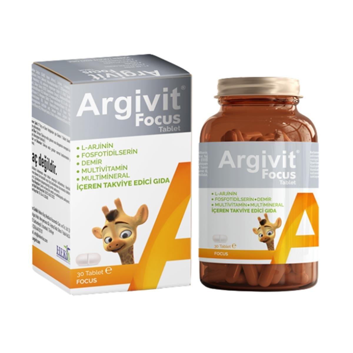 ARGIVIT FOCUS 30 TABLET L-ARJİNİN FOSFOTİDİLSERİN DEMİR MULTİVİTAMİN MULTİMİNERAL