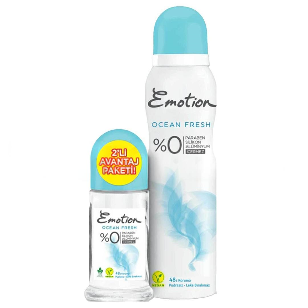 Emotion Kadın Sprey Deodorant 150 ml + Roll-On Deodorant Ocean Fresh 50 ml - Kofre