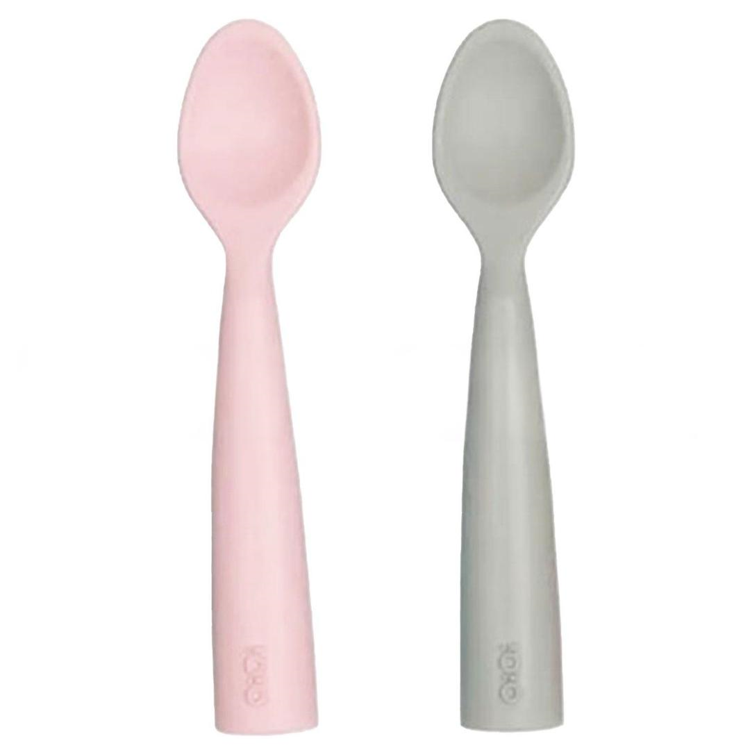 Oioi Nam Nam Silikon Mama Kaşığı 2'li - Pink/Powder Grey
