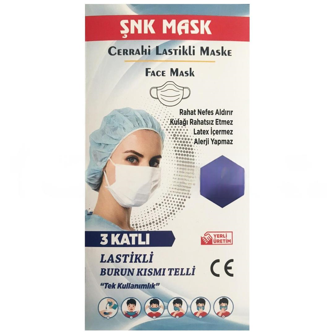 ŞNK 3 Katlı Mavi Cerrahi Maske Telli 10'lu
