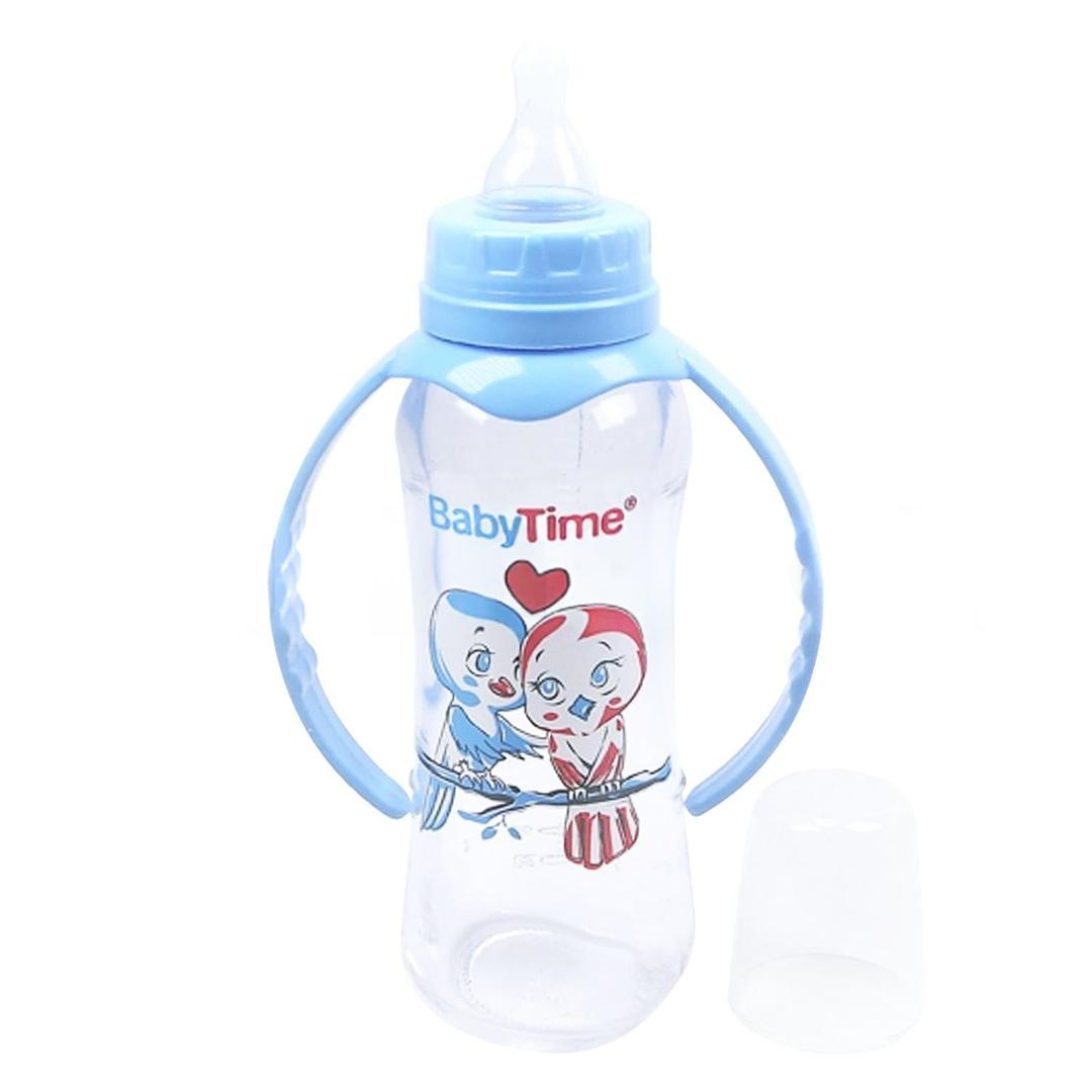 Baby Time Silikon Kiraz Uçlu Kulplu Cam Biberon 225 ml