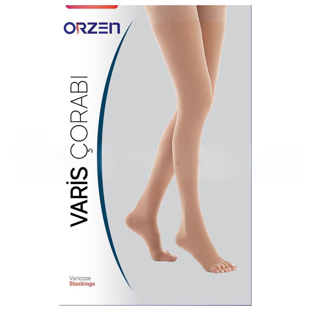 Orzen 23-32 mmhg CCL2 Diz Üstü Burnu Açık Varis Çorabı No: 6