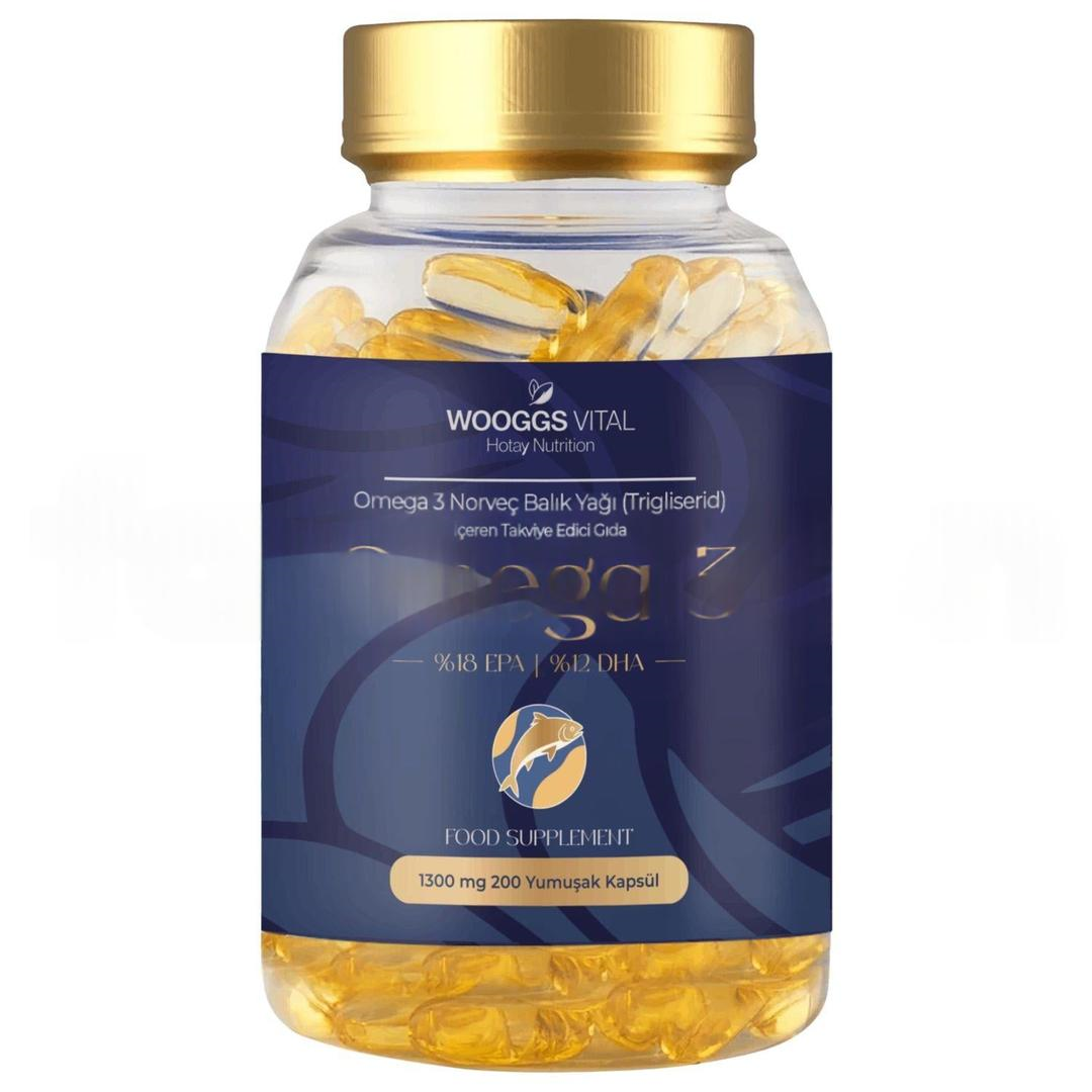 Wooggs Vital Omega 3 1300 mg Norveç Balık Yağı 200 Yumuşak Kapsül