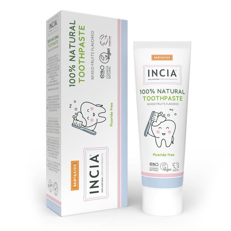 Incia Doğal Diş Macunu Bebek ve Çocuk Karışık Meyve Aromalı Florürsüz 50 ml