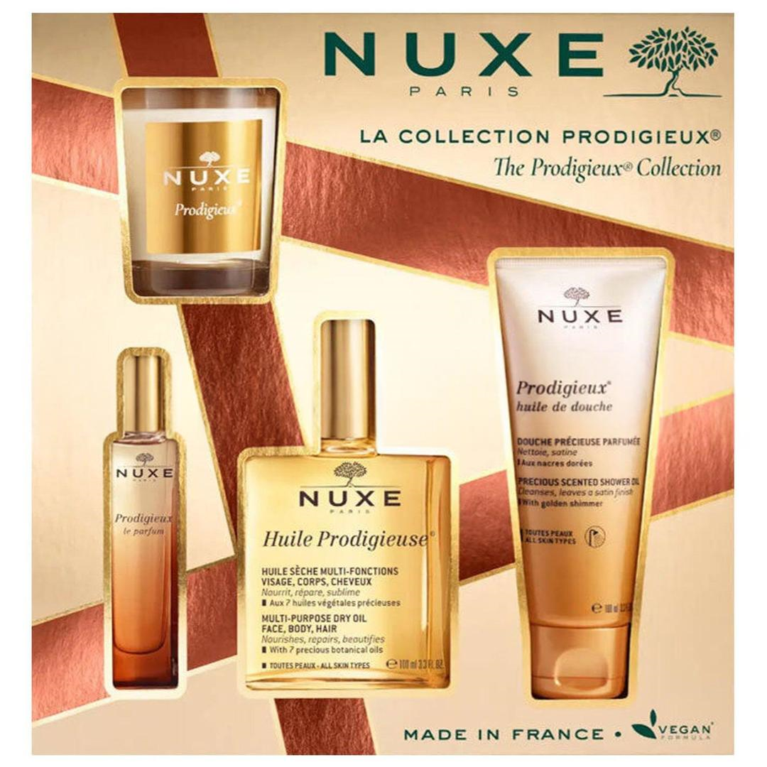 Nuxe The Prodigieux Collection Set - Kuru Bakım Yağı 100 ml + Parfüm 15 ml + Duş Yağı 100 ml + Mum 70 gr