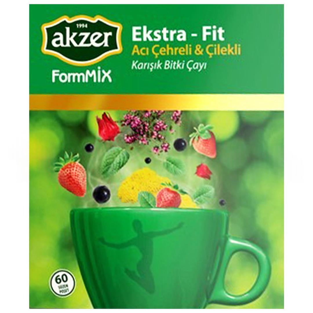 Akzer Ekstra Fit Acı Çehreli ve Çilekli Çay Süzen 60 Poşet