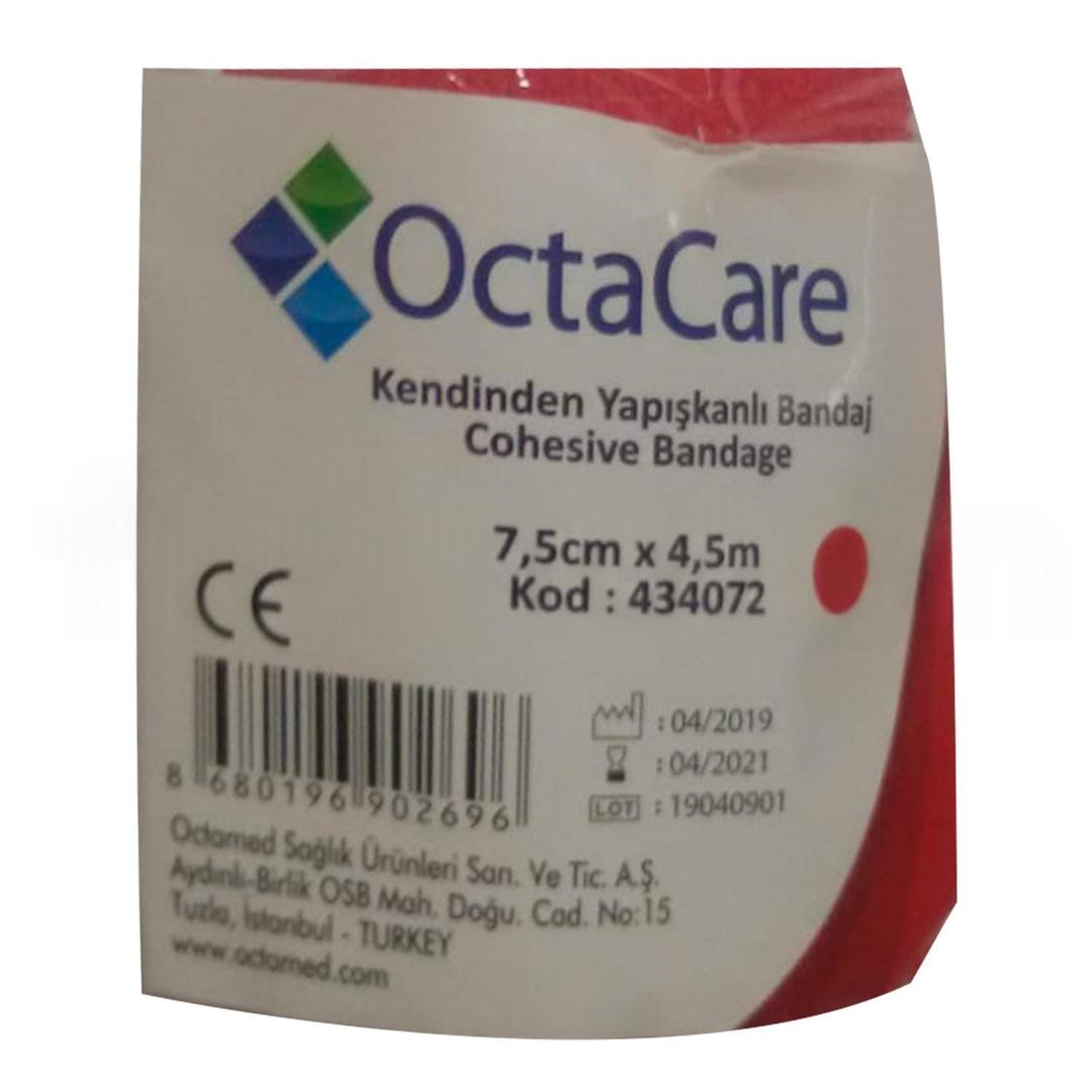 Octacare Kendinden Yapışkanlı Bandaj 7,5cm x 4,5m - Kırmızı