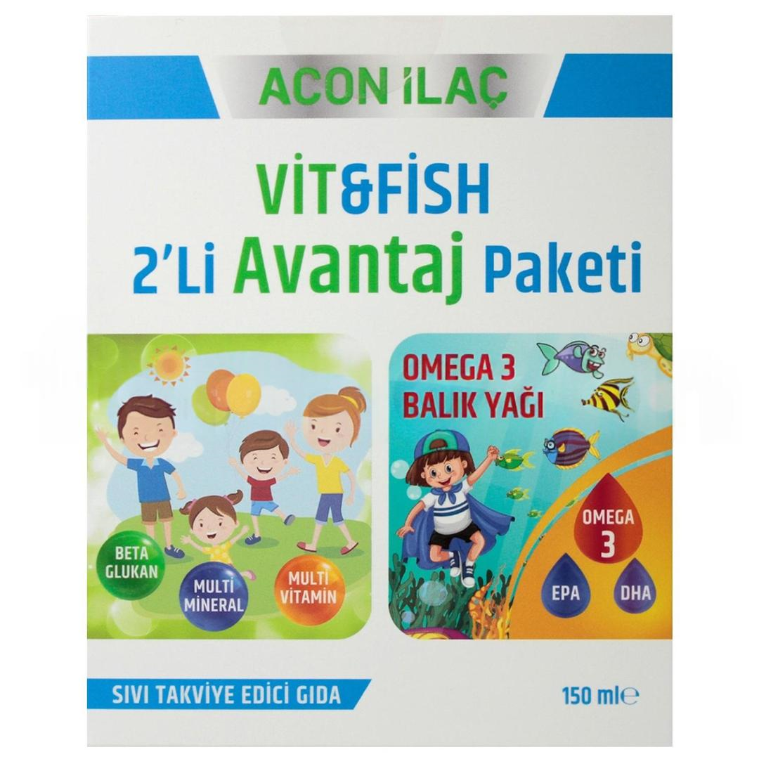Vit&Fish Omega 3 Balık Yağı 150 ml + Beta Glukan Multivitamin & Multimineral 150 ml