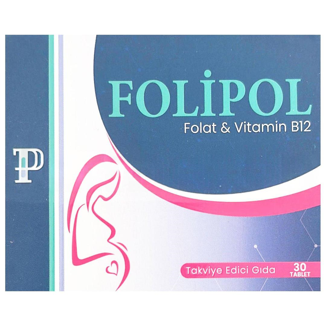 Folipol Folat & Vitamin B12 Teg 30 Tablet