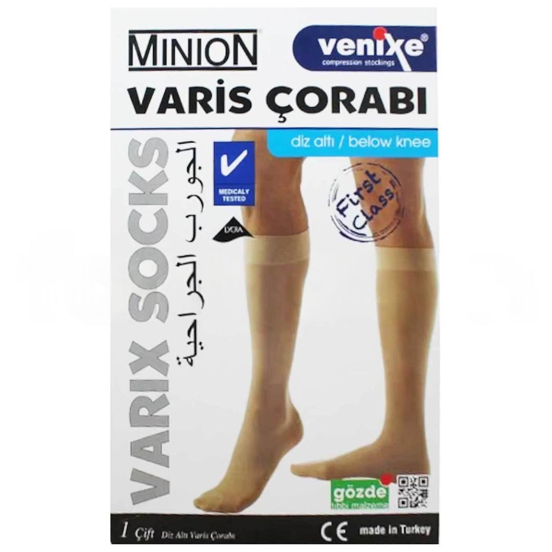 Minion Venixe Diz Üstü Burun Açık Orta Basınç Varis Çorabı No: 1