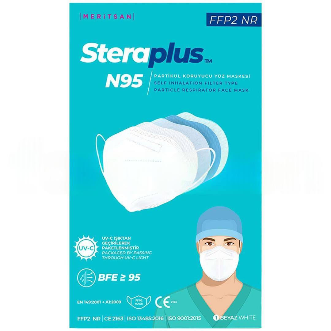 Steraplus FFP2 N95 Tekli Paketlenmiş Beyaz Koruyucu Maske 10'lu