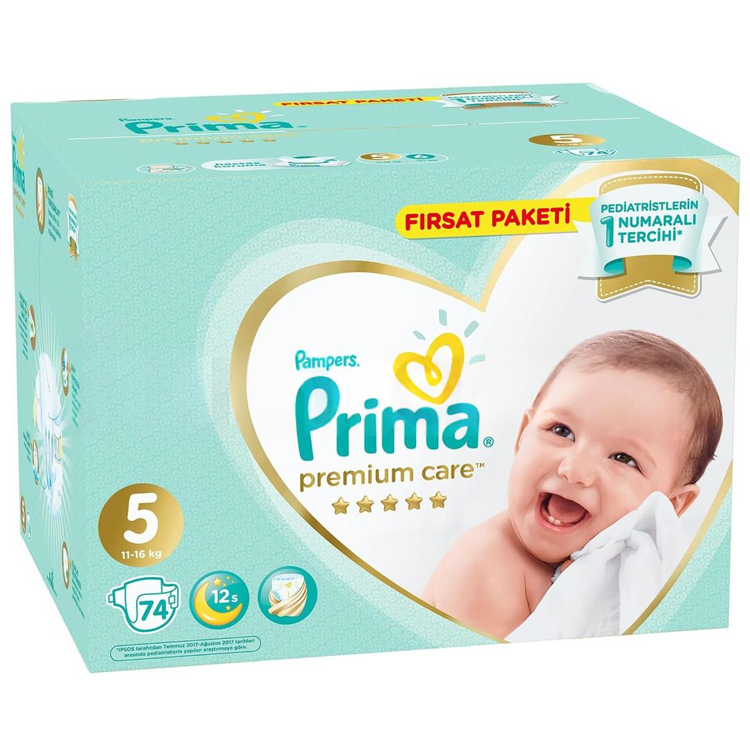 Prima Premium Care Fırsat Paketi Bebek Bezi No: 5 11-16 kg 74'lü