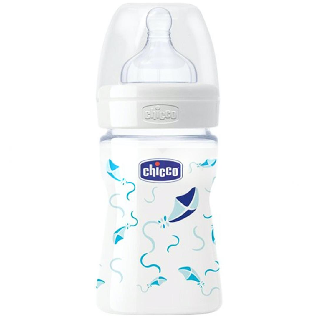Chicco Wellbeing Silikon Cam Biberon 150 ml - Mavi