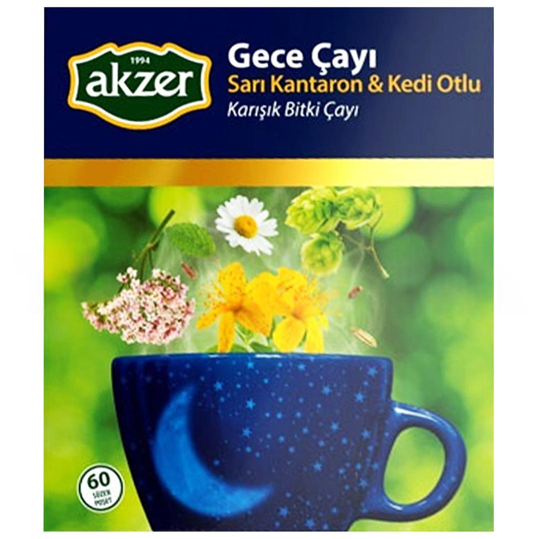 Akzer Sarı Kantaronlu Kedi Otlu Gece Çayı 60'lı Süzen Poşet