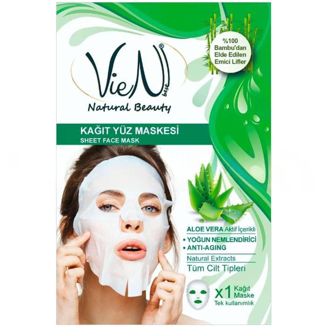 Vien Natural Beauty Aloe Vera Aktif İçerikli Tek Kullanımlık Yüz Bakım Maskesi
