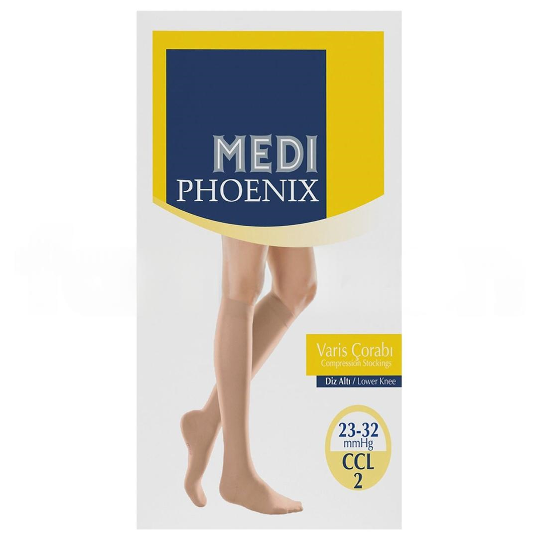 Mediphoenix CCL2 23-32 mmhg Diz Altı Açık Parmak Varis Çorabı No: 6 - Ten Rengi