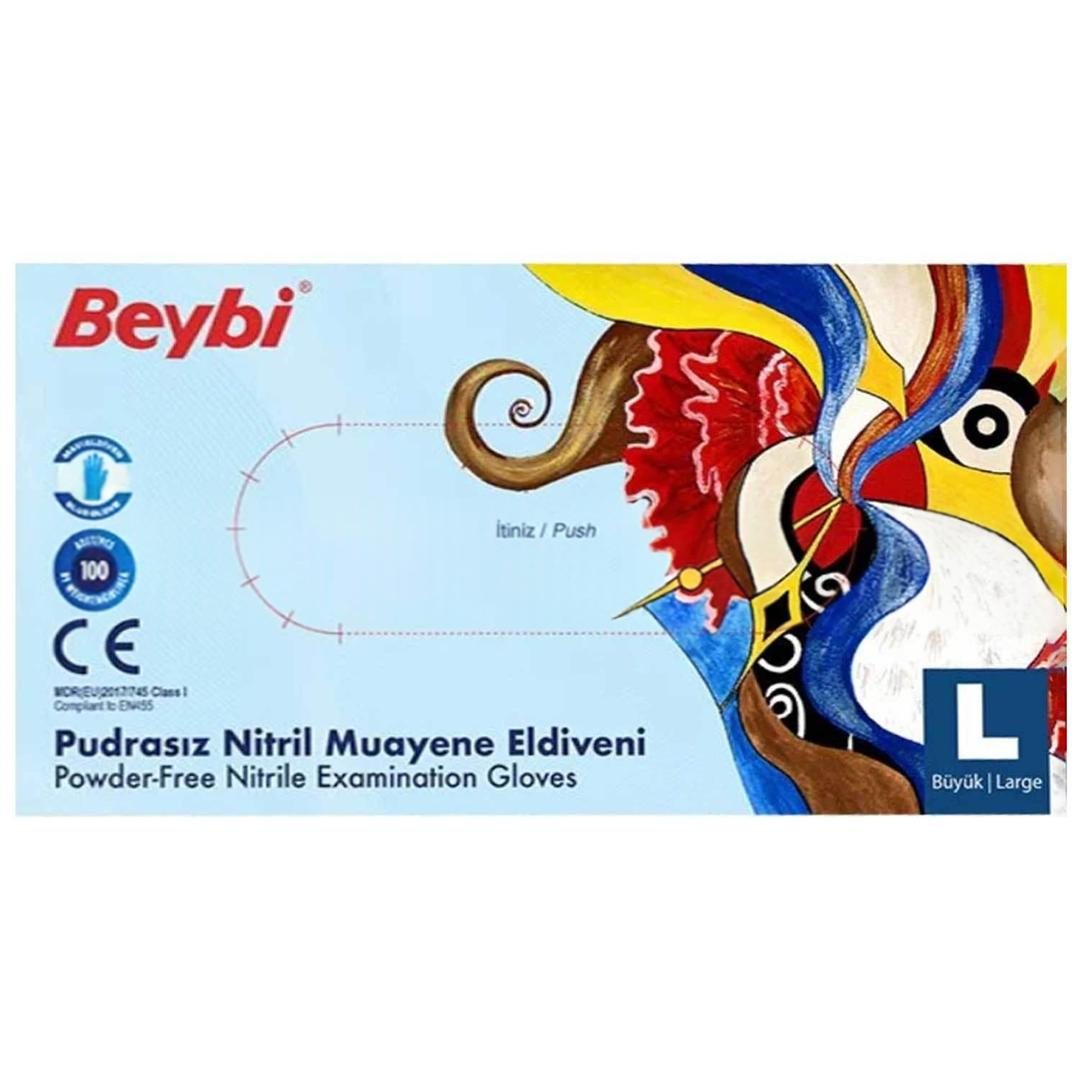 Beybi Nitril Muayene Eldiven Mavi - Large