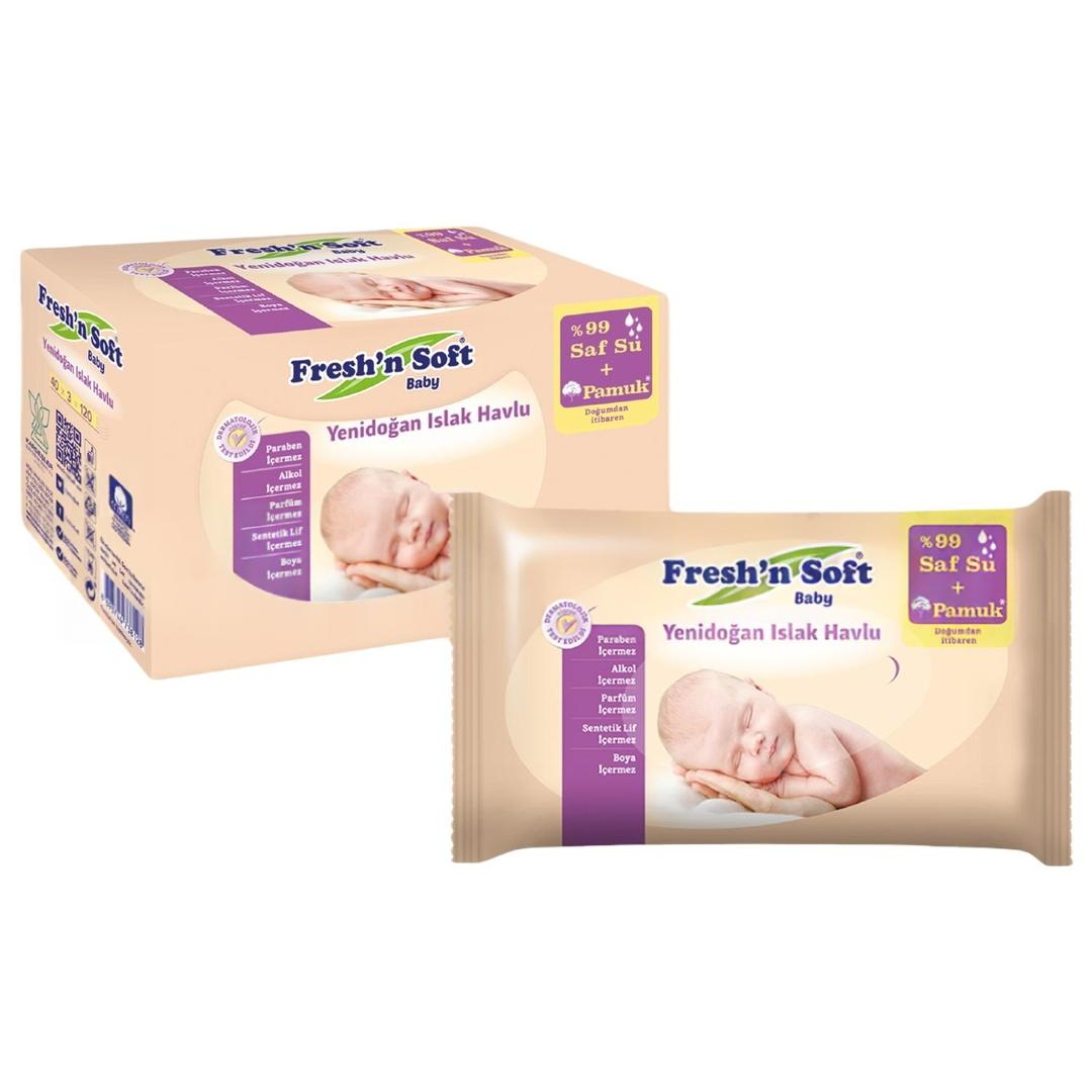 Fresh'n Soft Baby Yeni Doğan Islak Havlu 40 Yaprak - 3 Adet