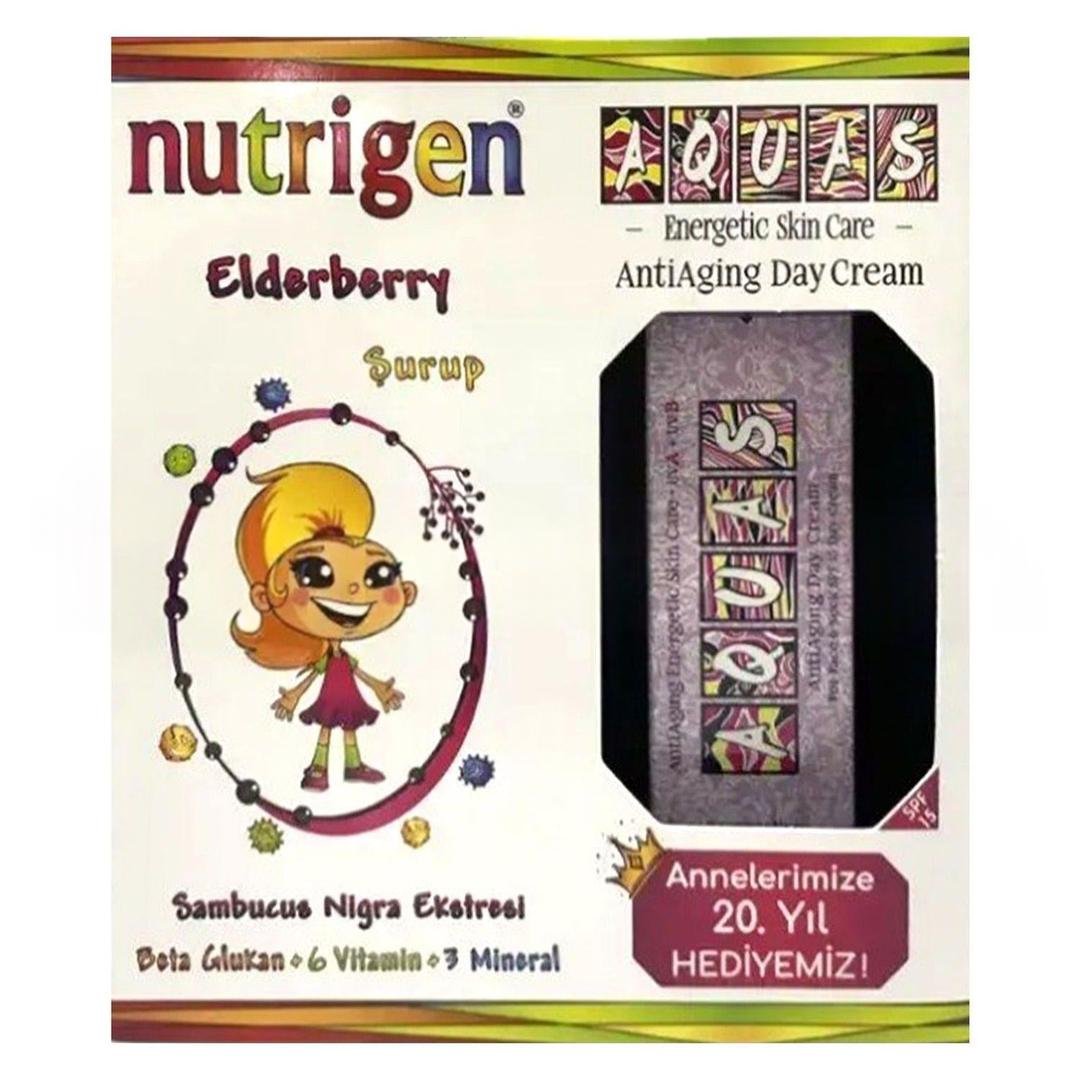 Nutrigen Elderberry Kara Mürver Beta Glukan Bal Şurup 200 ml - Aquas Enerjetik Day Cream SPF15 75 ml Hediyeli