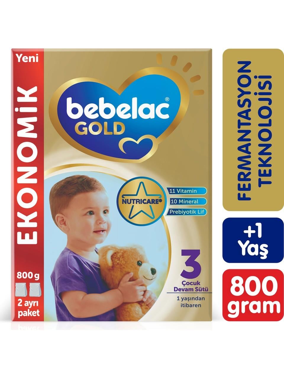 BEBELAC GOLD 3 800GR 1 YAŞINDAN İTİBAREN ÇOCUK DEVAM SÜTÜ