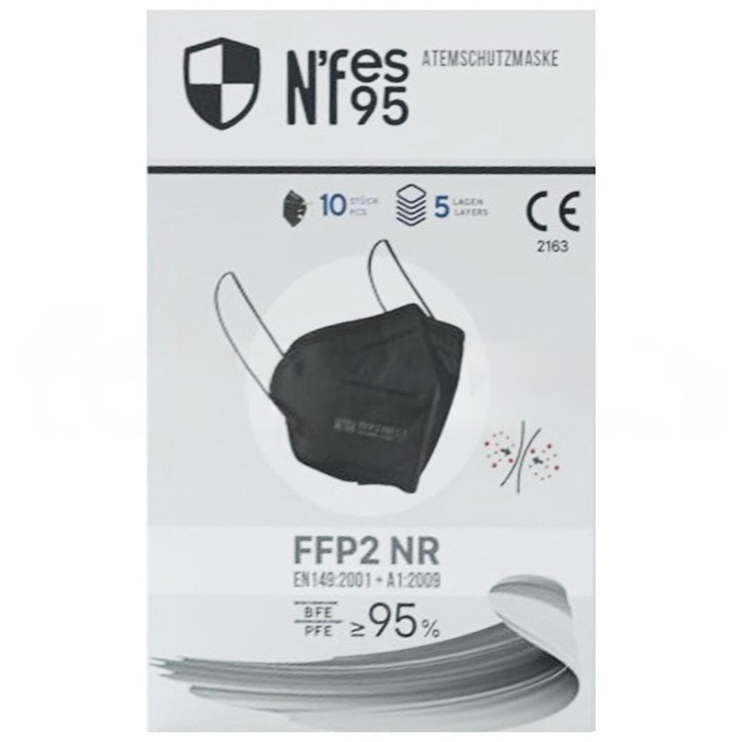 N'fes95 FFP2 N95 Siyah Koruyucu Maske Telli 10'lu