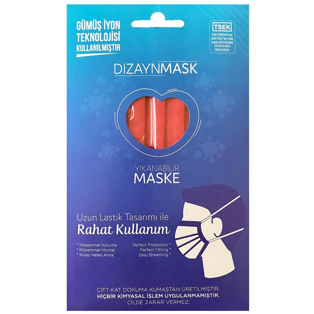 Dizayn Mask Gümüş İyonlu Yıkanabilir Maske Pembe Large Tekli Yetişkin