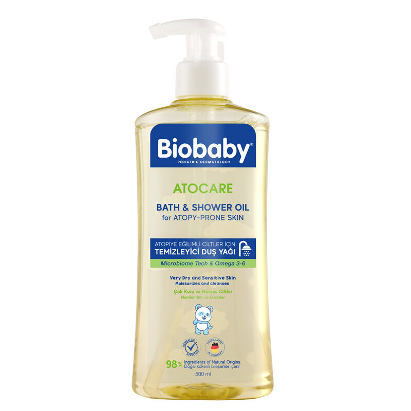 BIOBABY ATOCARE BATH SHOWER OIL 500ML ATOPİYE EĞİLİMLİ CİLTLER İÇİN TEMİZLEYİCİ DUŞ YAĞI