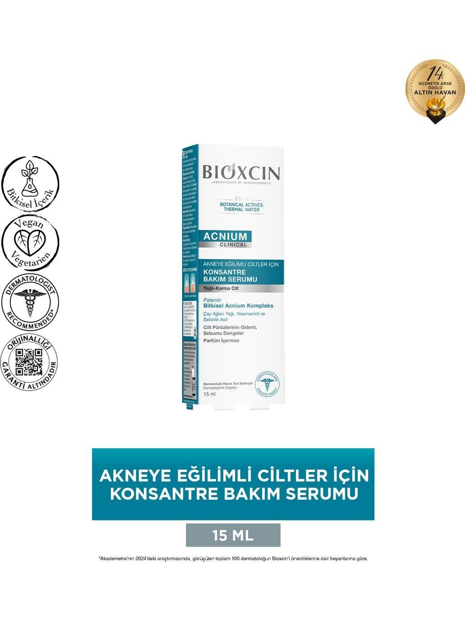 BIOXCIN ACNIUM KONSANTRE BAKIM SERUMU 15ML KARMA YAĞLI CİLT
