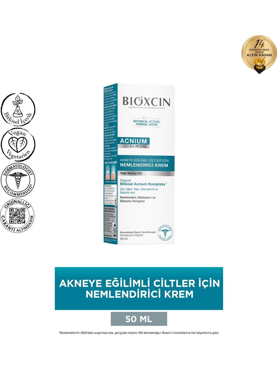 BIOXCIN ACNIUM SEBUM DENGELEYİCİ NEMLENDİRİCİ KREM 50ML KARMA YAĞLI CİLT