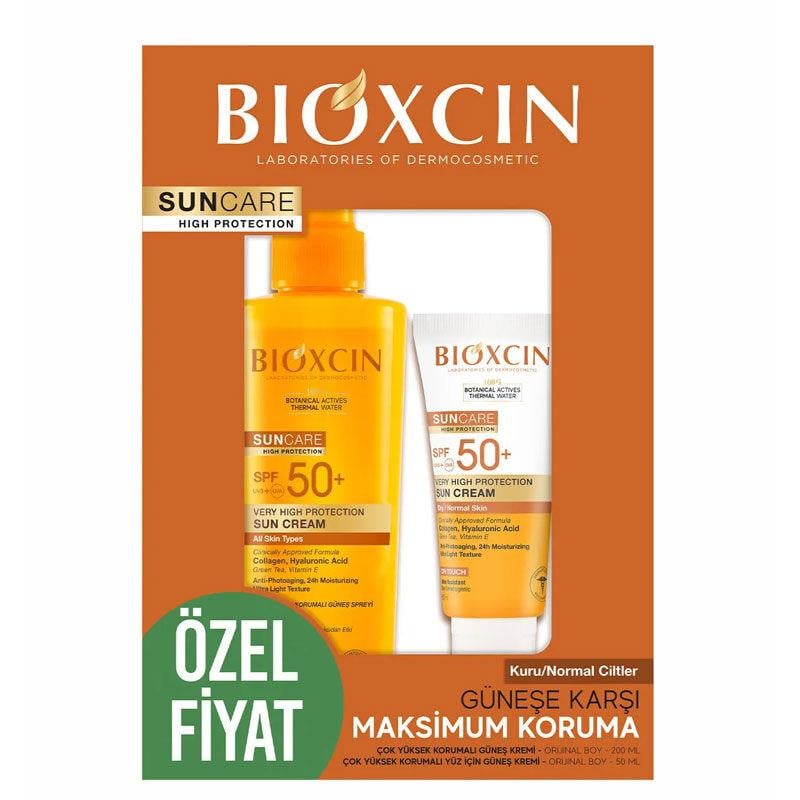 BIOXCIN SUN CARE SPF50+ KURU NORMAL ÇOK YÜKSEK KORUMALI GÜNEŞ KREMİ 50ML+ GÜNEŞ SPREYİ 200ML