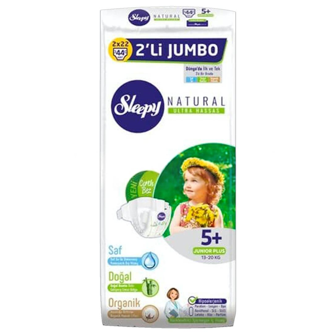 Sleepy Natural 5+ Beden Junior İkili Jumbo Bebek Bezi 44'lü