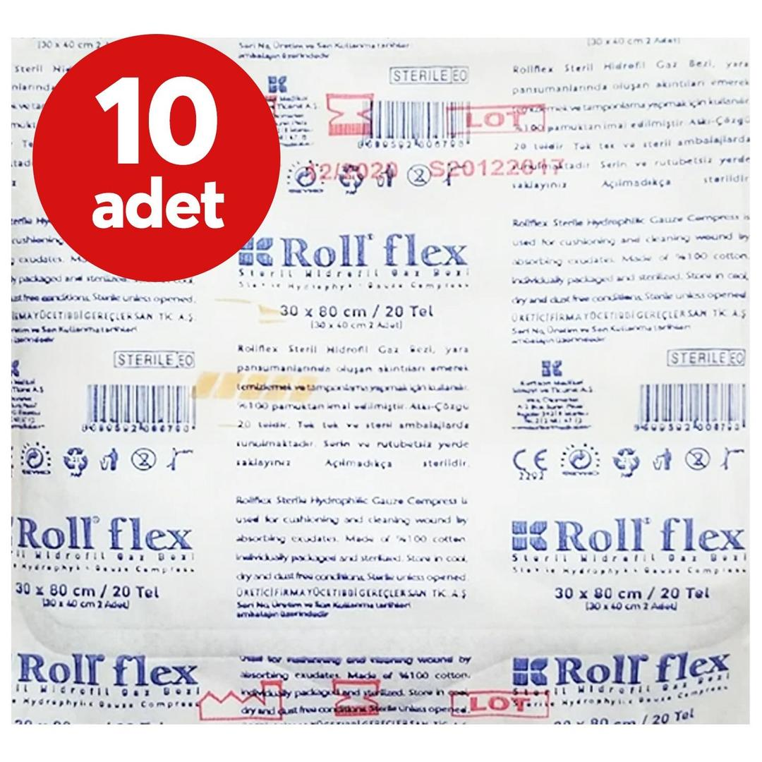 Roll Flex Steril Gazlı Bez 30x80 cm - 10 Adet