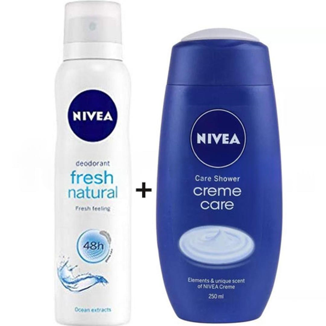 Nivea Deodorant Sprey Fresh Natural Women 150 ml + Duş Jeli Crème Care 250 ml